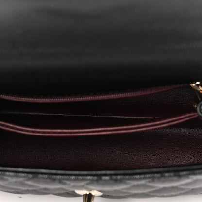 Caviar Quilted Mini Coco Handle Flap Black