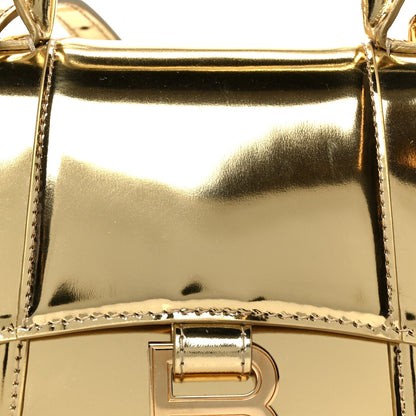 Mirror Calfskin Hourglass Top Handle Bag XS Gold
