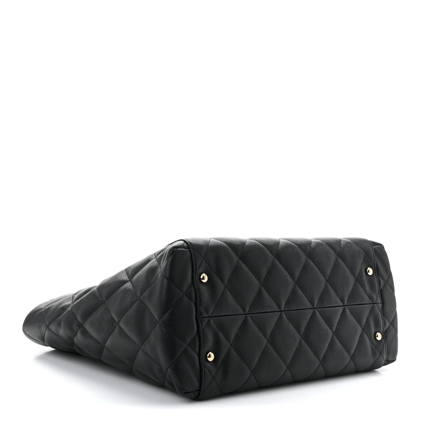 Caviar Quilted Large Shopping Tote Black