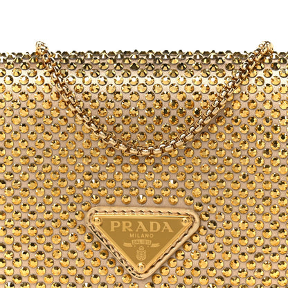 Satin Crystal Metal Triangle Logo Card Holder With Strap Platino