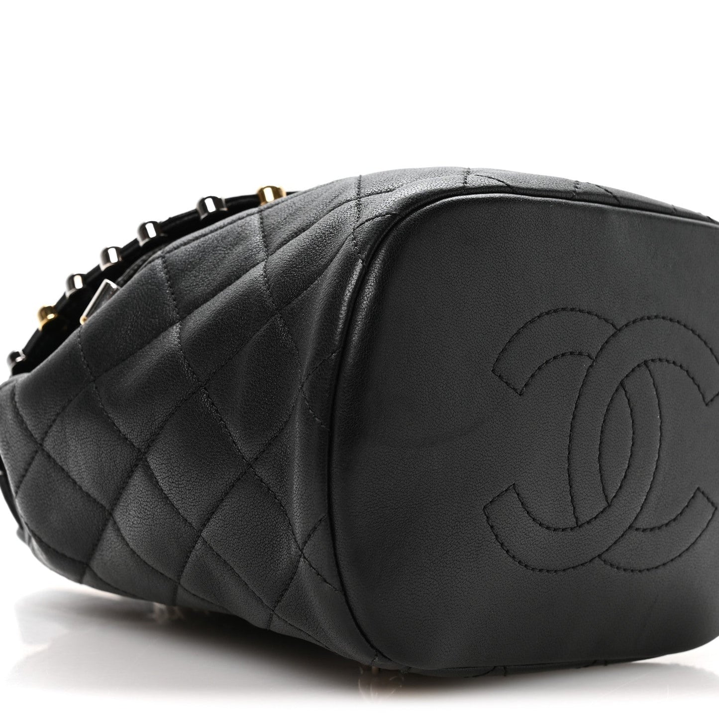 Lambskin Quilted Metallic Bubble Backpack Black