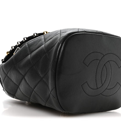 Lambskin Quilted Metallic Bubble Backpack Black
