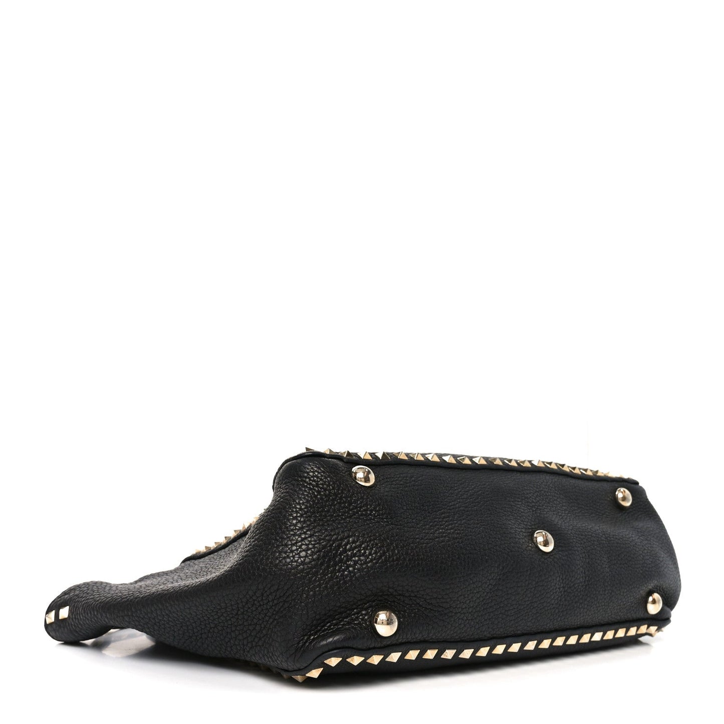 Pebbled Calfskin Medium Rockstud Tote Black