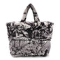 Re-Nylon Padded Printed Medium Tote Bag Black White