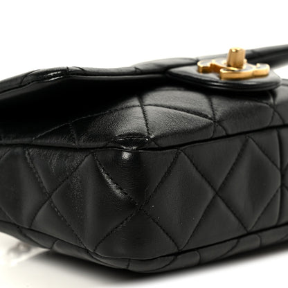 Lambskin Enamel Quilted Pending CC Square Flap Black