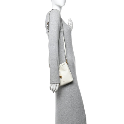 Soft Shiny Calfskin Mini Bon Bon N/S Bucket Bag Latte