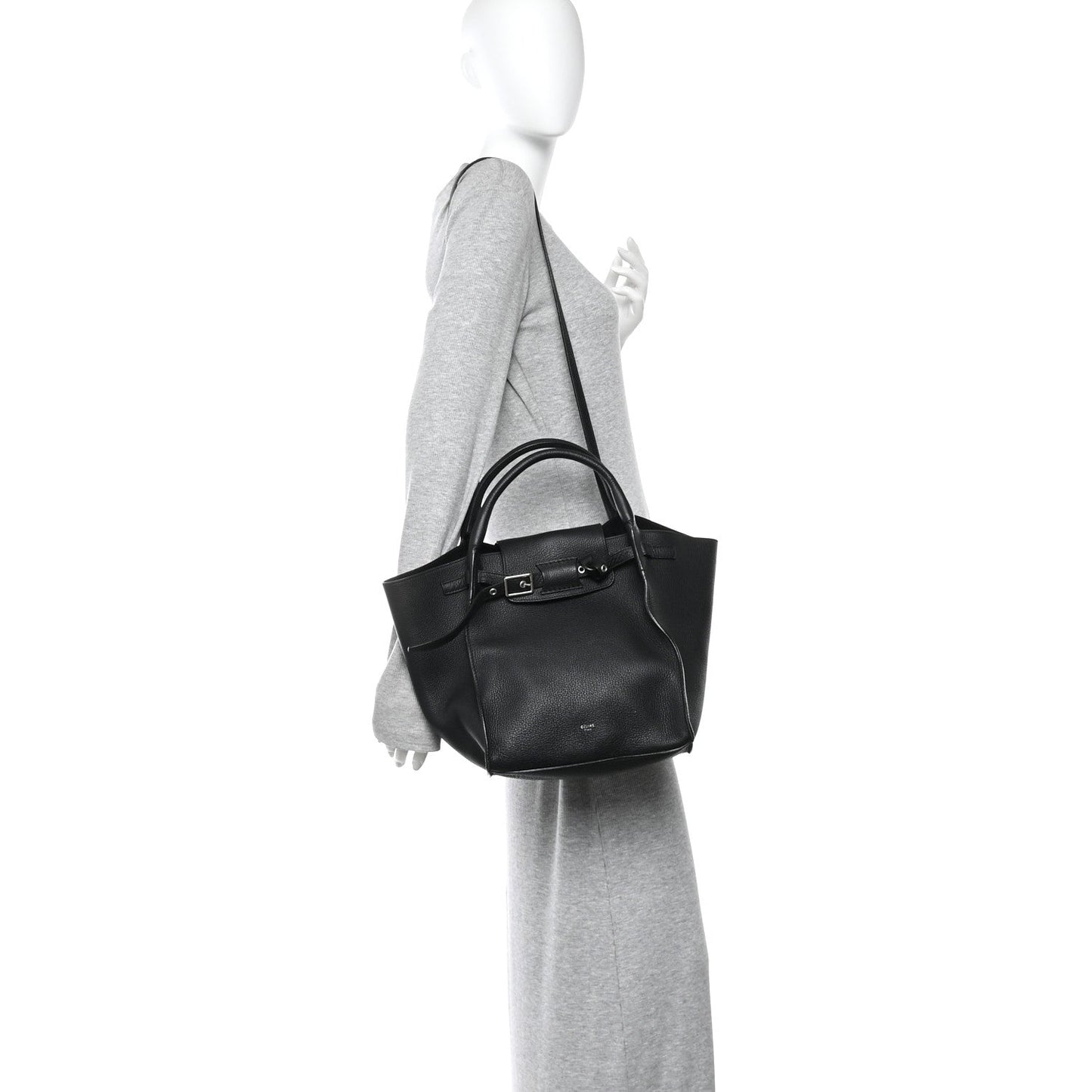 Supple Grained Calfskin Small Big Bag Black
