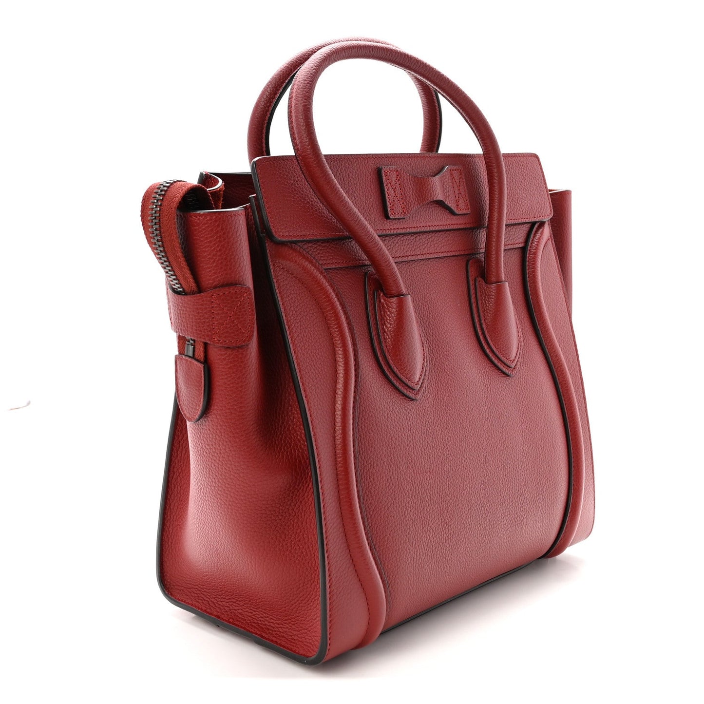 Drummed Calfskin Micro Luggage Merlot