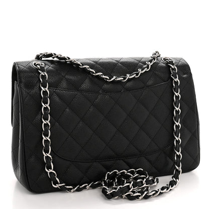 Caviar Quilted Jumbo Double Flap Black