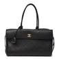 Grained Calfskin Stitched Urban Essentials Large Shopping Bag Black