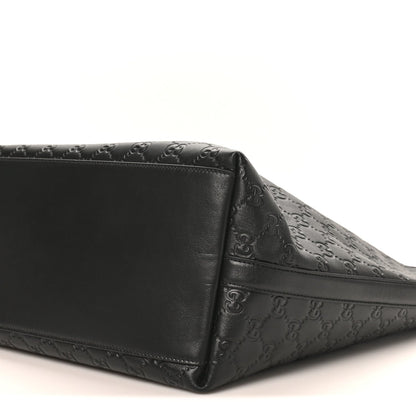 GG Calfskin Embossed Emblem Large Tote Bag Black
