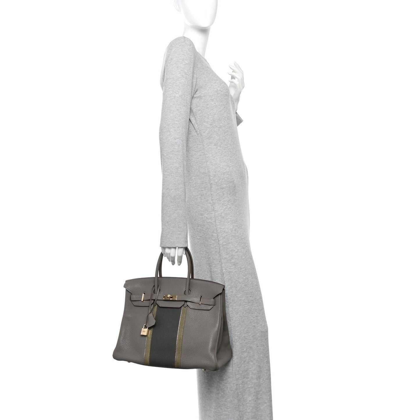 Taurillon Clemence Lizard Club Birkin 35 Etain Graphite
