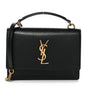 Coated Bark Calfskin Sunset Chain Wallet Black