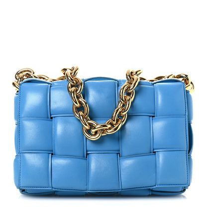 Lambskin Maxi Intrecciato Padded Chain Cassette Crossbody Bag Swimming Pool