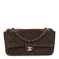Suede Calfskin Small Souplissimo Maxi Flap Dark Brown