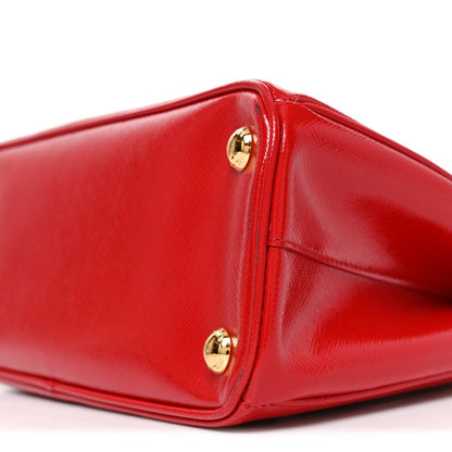 Saffiano Vernice Mini Galleria Double Zip Tote Rosso
