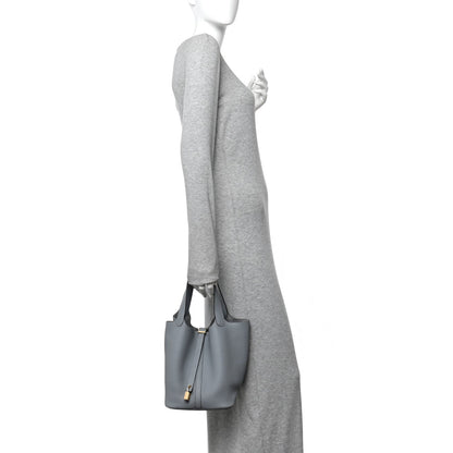 Taurillon Clemence Picotin Lock 22 MM Gris Pantin