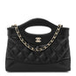Shiny Crumpled Calfskin Quilted Nano 31 Shopping Bag Black