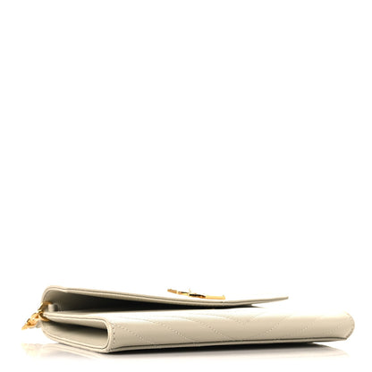 Grain De Poudre Matelasse Chevron Cassandre Envelope Chain Wallet Crema Soft