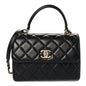 Lambskin Quilted Small Trendy CC Dual Handle Flap Bag Black