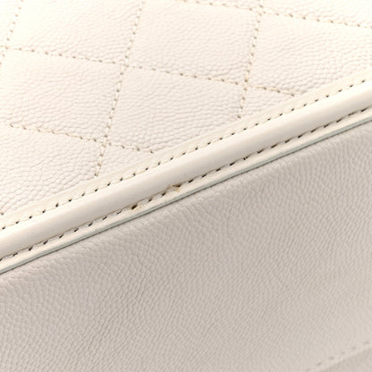 Caviar Quilted Large CC Filigree Vanity Case White