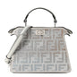 Iridescent Crystal Vitello Laminato Suede FF Petite Peekaboo I SEE U Satchel Cappuccino