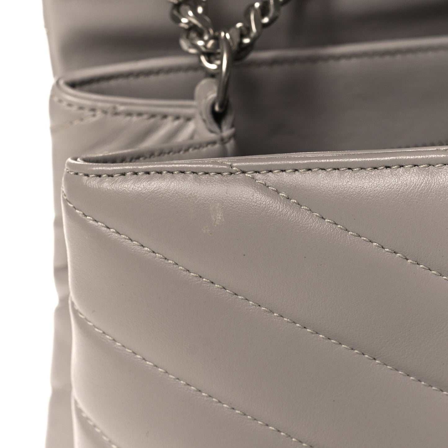 Calfskin Y Quilted Monogram Medium Loulou Chain Satchel Granite