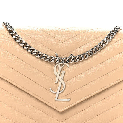 Grain De Poudre Matelasse Chevron Monogram Chain Wallet Nude Powder