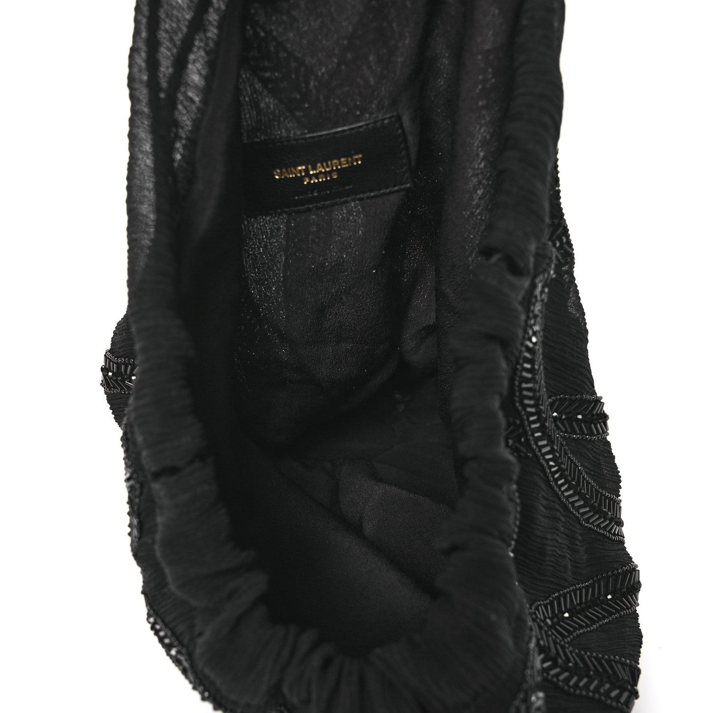 Chiffron Beaded Pochon Souple Bag Black