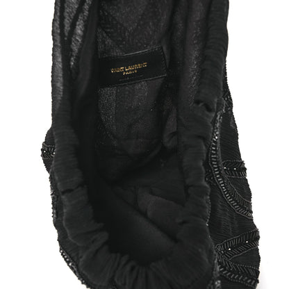 Chiffron Beaded Pochon Souple Bag Black