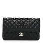 Lambskin Quilted Medium Double Flap Black