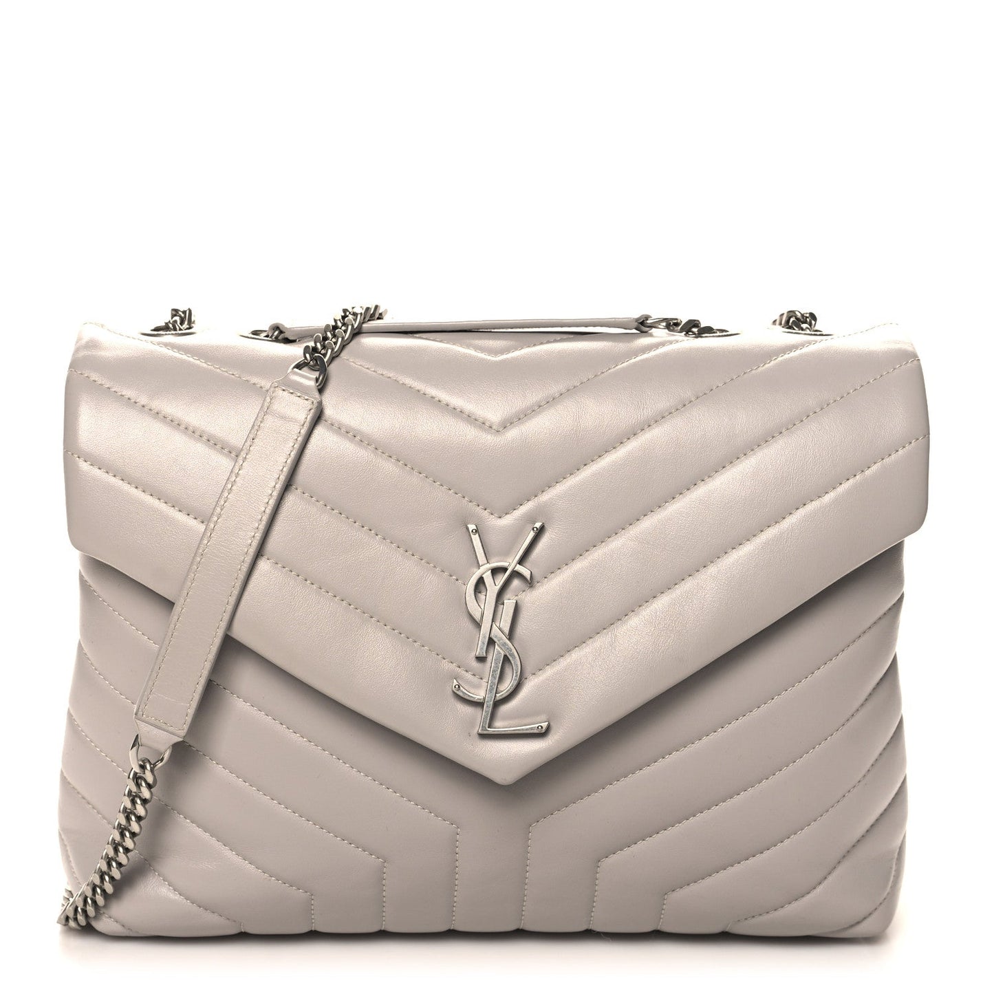 Calfskin Y Quilted Monogram Medium Loulou Chain Satchel Granite
