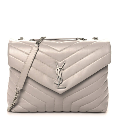 Calfskin Y Quilted Monogram Medium Loulou Chain Satchel Granite