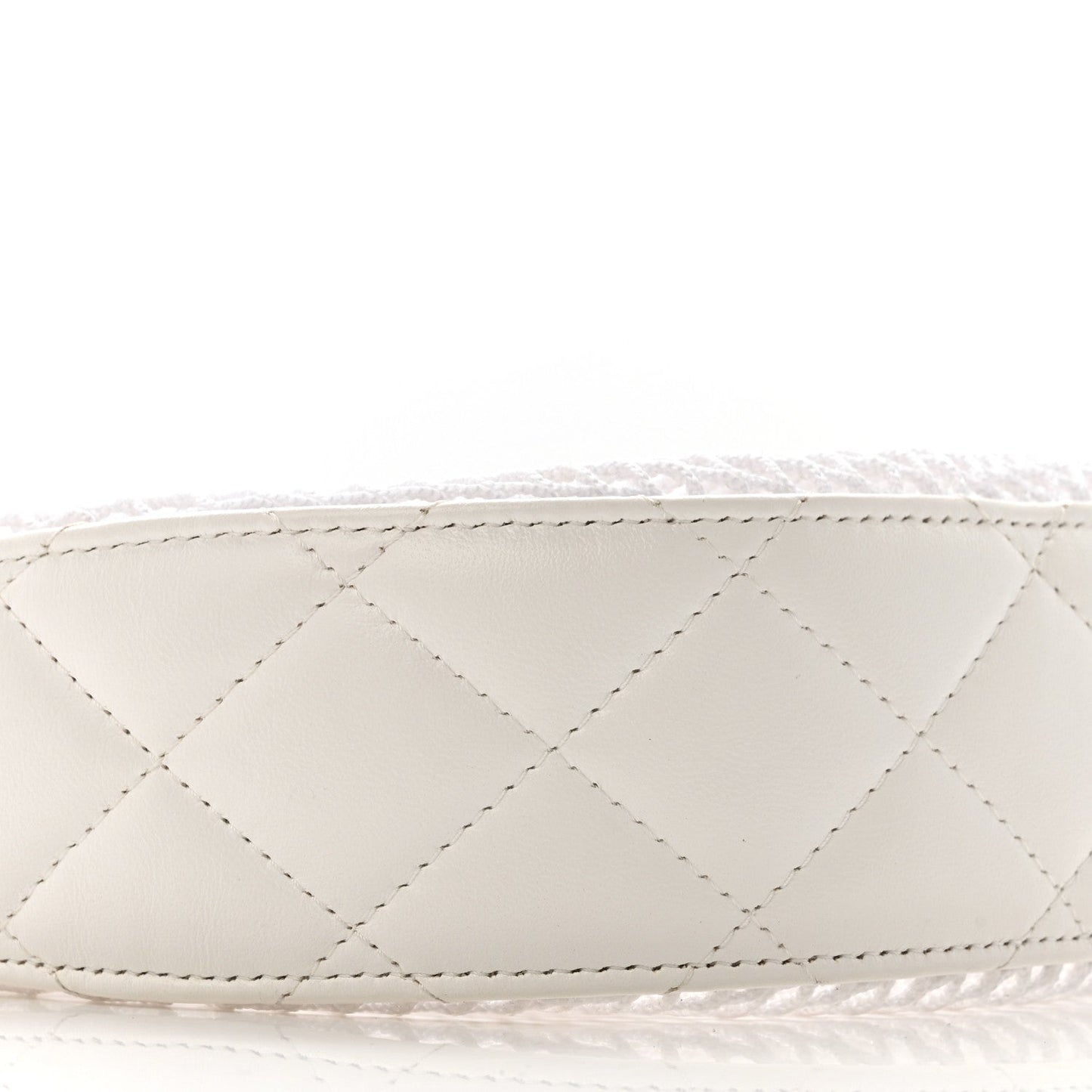 Mesh Shiny Lambskin Chain Hobo White