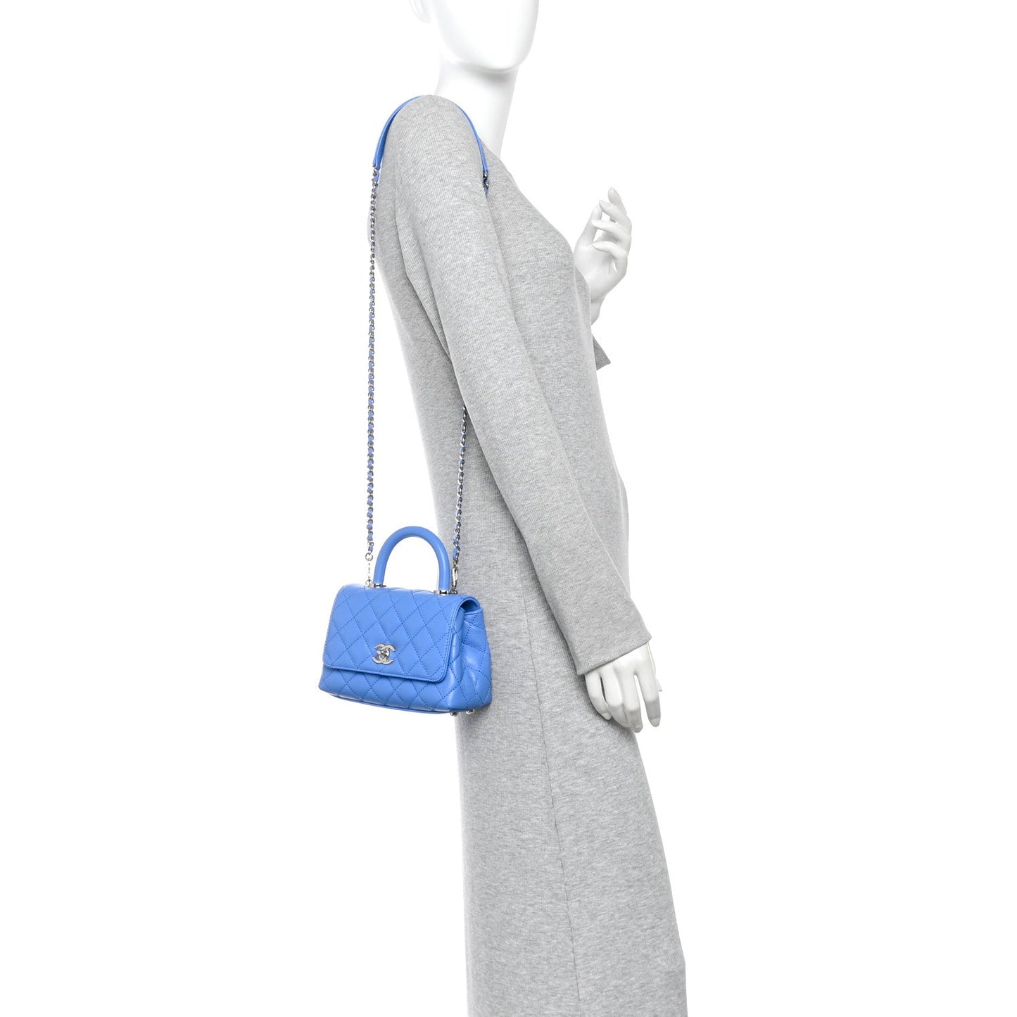 Caviar Quilted Extra Mini Coco Handle Flap Blue