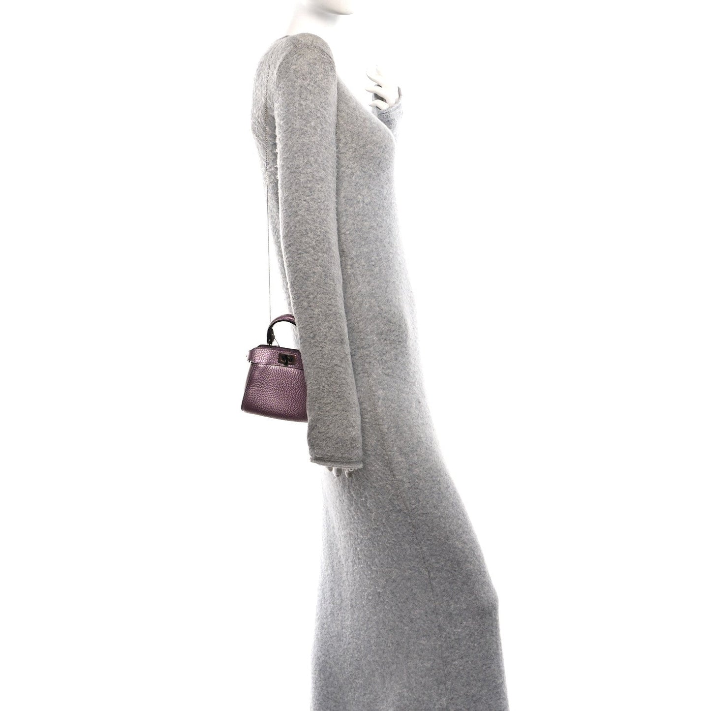 Metallic Cuoio Romano Selleria Nano Peekaboo Satchel Purple