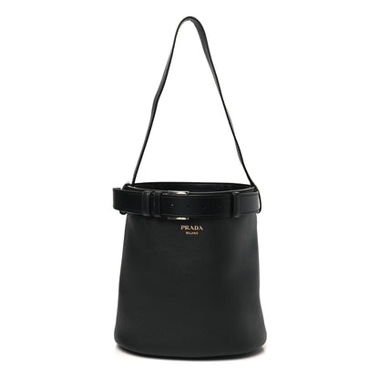 Soft Grained Vitello Daino Secchiello Bucket Bag Black