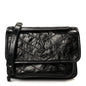 Crinkled Calfskin Matelasse Monogram Baby Niki Chain Satchel Black