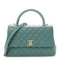 Caviar Quilted Lizard Embossed Small Coco Handle Flap Green
