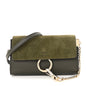 Suede Calfskin Mini Faye Shoulder Bag Deep Forest