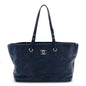 Glazed Calfskin Large On The Road Tote Dark Blue