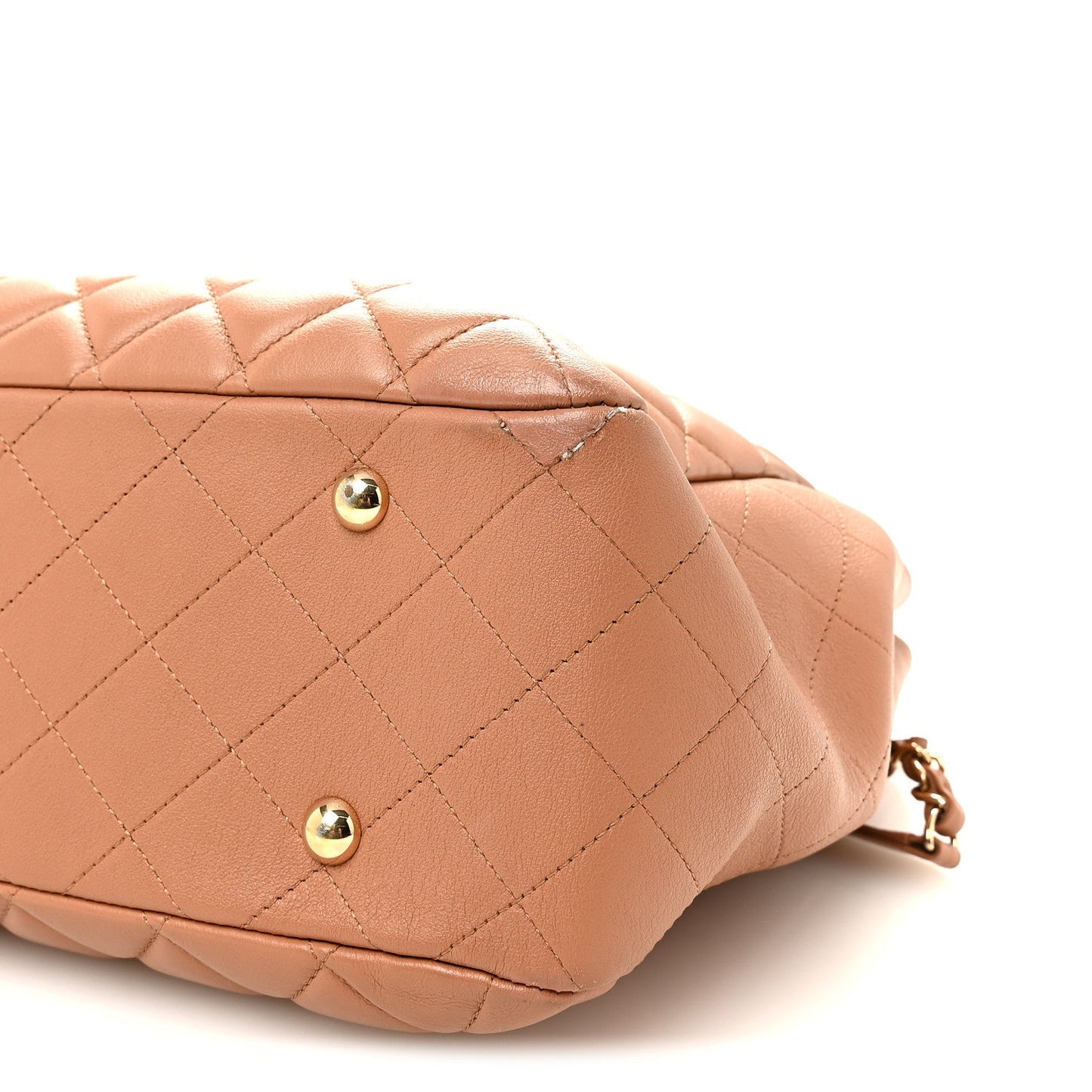 Calfskin Quilted Large CC Shopping Tote Camel