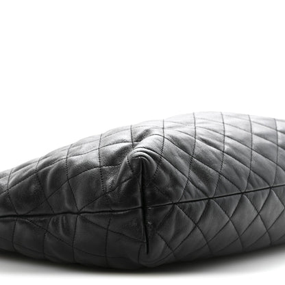 Lambskin Quilted Maxi Icare Shopping Tote Black