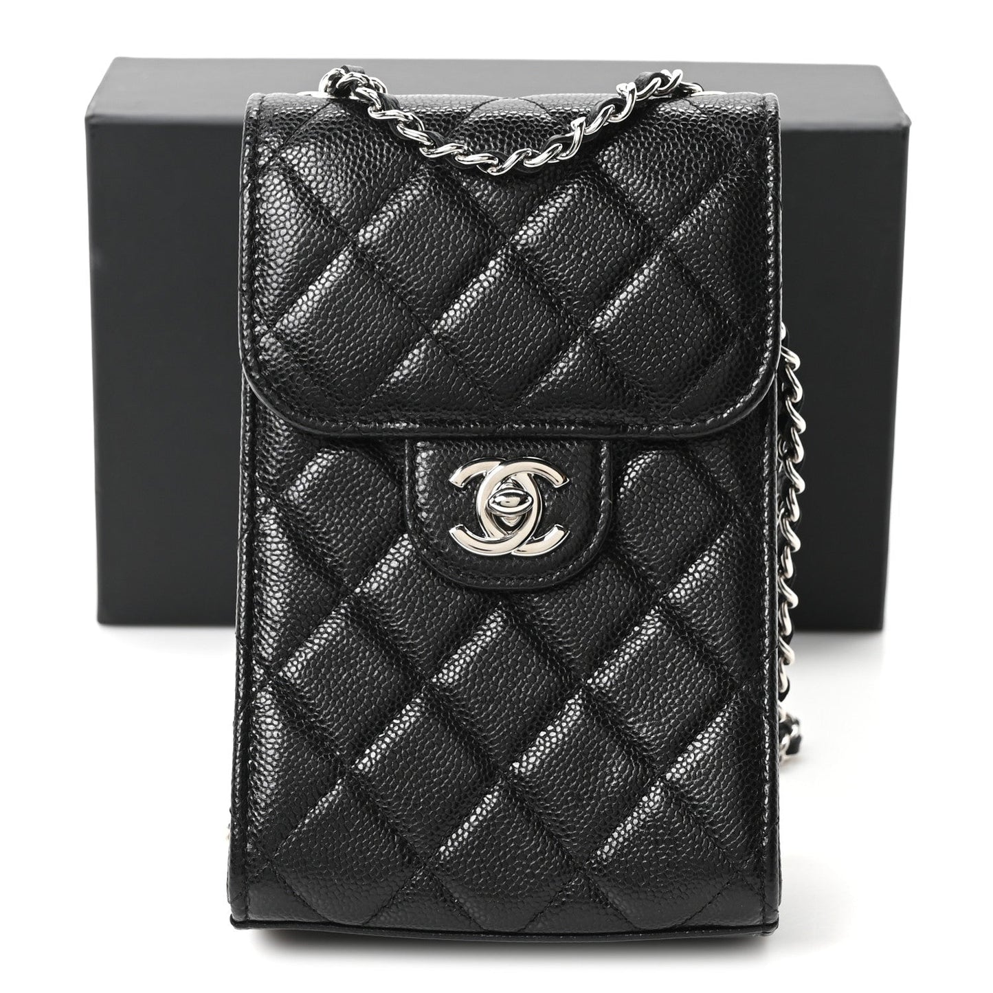 Caviar Quilted Classic Phone Holder Black