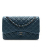Lambskin Quilted Jumbo Double Flap Turquoise