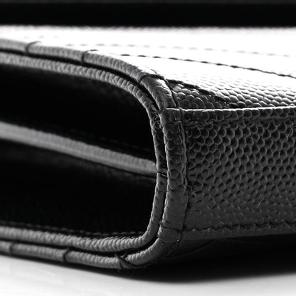 Grain De Poudre Matelasse Chevron Monogram Chain Wallet Black