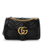 Calfskin Matelasse Medium GG Marmont Shoulder Bag Black