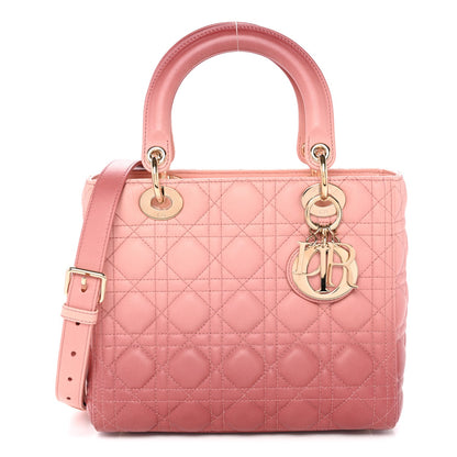 Lambskin Cannage Gradient Medium Lady Dior Pink