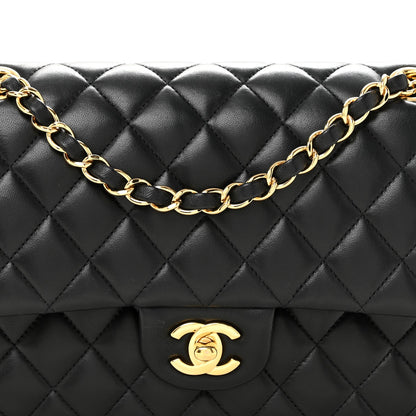 Lambskin Quilted Medium Double Flap Black
