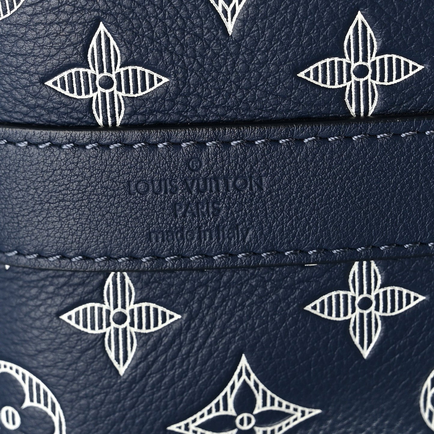 Calfskin Shadow Monogram Keepall Bandouliere 50 Ink Blue White